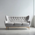 Canapé 3 places gris clair en polyester avec pieds en hêtre massif 210 x 88 x 105 cm