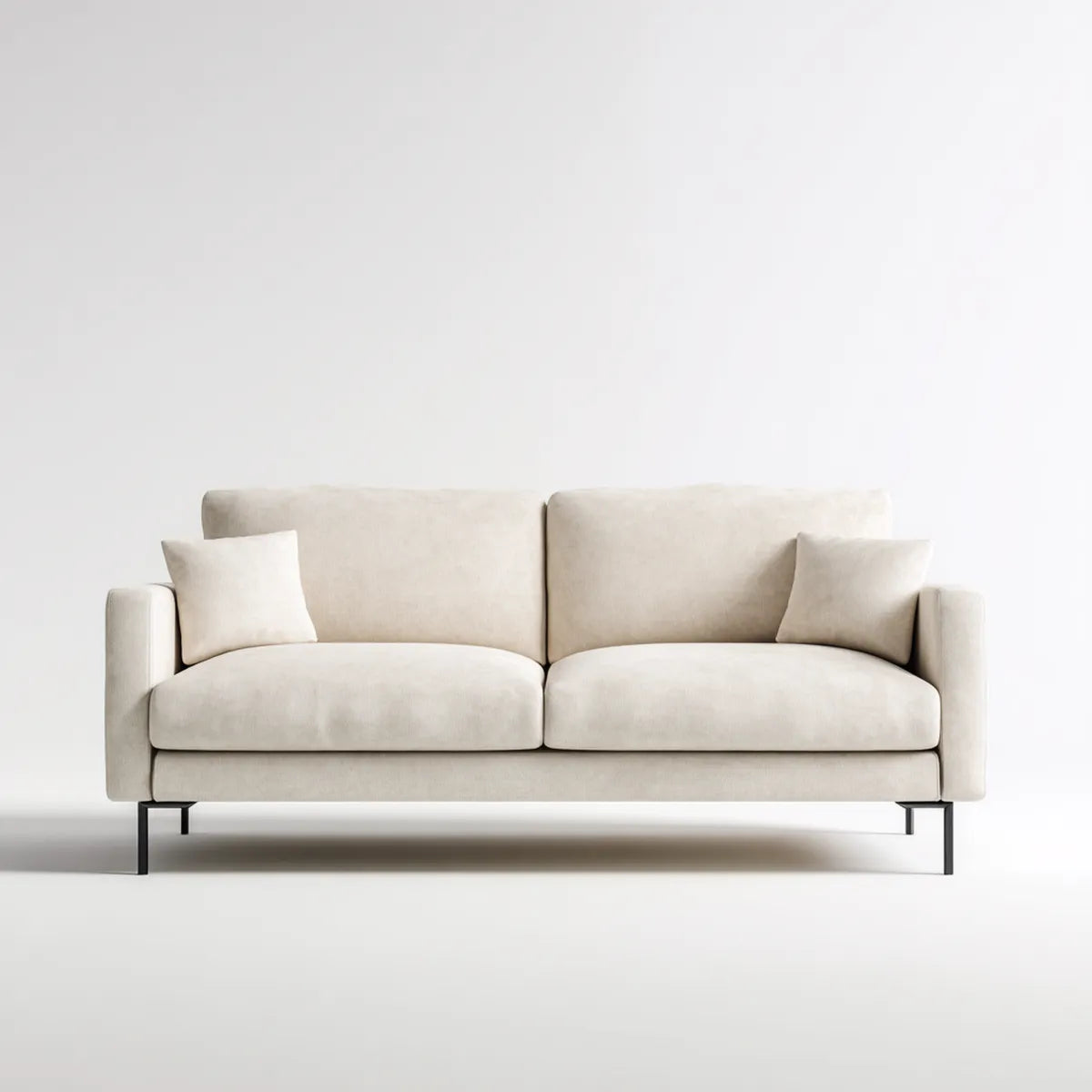 Canapé 2 places beige 180 x 90 x 85 cm en polyester forme droite