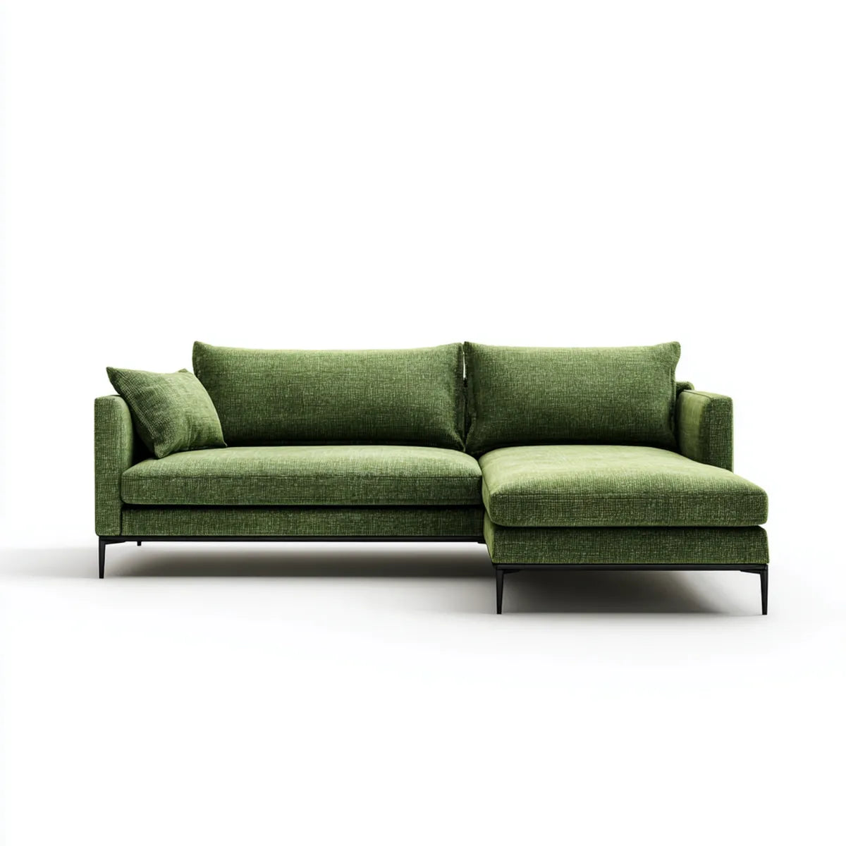 Canapé d'angle réversible vert 3 places avec méridienne en polyester 250 x 160 x 85 cm