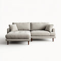 Canapé d'angle gauche 3 places gris clair en polyester forme L 240 x 155 x 85 cm