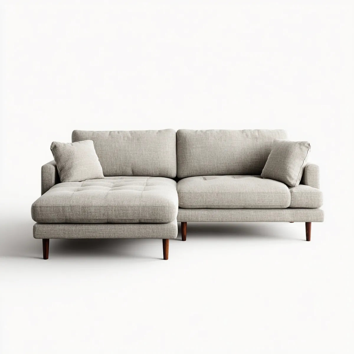 Canapé d'angle gauche 3 places gris clair en polyester forme L 240 x 155 x 85 cm