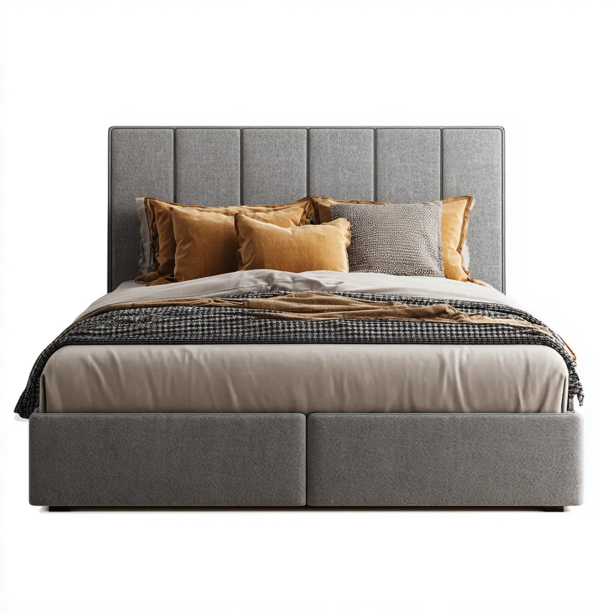 Lit coffre 180 x 200 cm gris en polyester forme rectangulaire