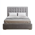 Lit coffre capitonné gris 160 x 200 cm en polyester forme rectangulaire
