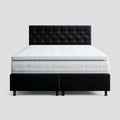 Lit double capitonné avec sommier matelas et tête de lit noir et blanc 160 x 200 cm en similicuir PU forme rectangulaire