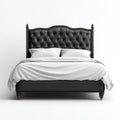 Lit double capitonné noir 160 x 200 cm en cuir synthétique PU rectangulaire