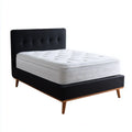 Lit double à lattes noir 160 x 200 cm cadre en MDF et polyester forme rectangulaire