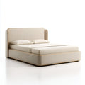 Lit double rembourré beige 160 x 200 cm en polyester forme rectangulaire